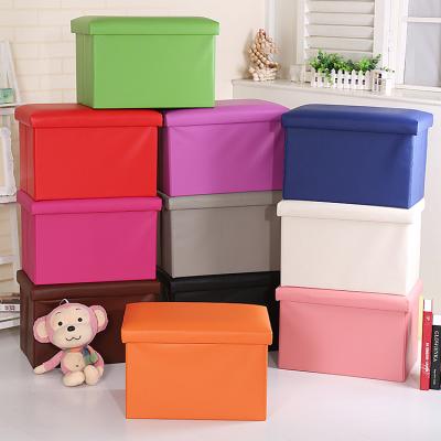 China Solid Colorful Collapsible Home Furniture Kids Storage Box Stool Stool Stool Storage Foldable for sale