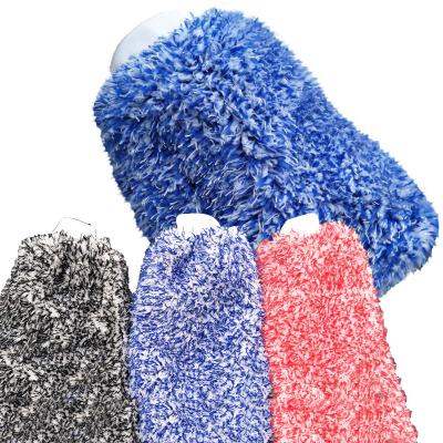 China Wholesale Custom Eco-Friendly Car Care Cleaning Gloves Thicken Coral Fleece Car Washing Waxing Sponge Mopping Gloves for sale