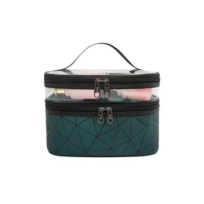 China Fashion New Arrival 2 Compartment Transparency PVC Travel Cosmetic Bag Custom Makeup Bag for sale