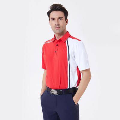 China Wholesale OCLUNLC Anti-Wrinkle High Quality Men's Patchwork Color Block Golf Polo Shirt Polyester Spandex Quick Dry Moisture Wicking T-Shirts for sale