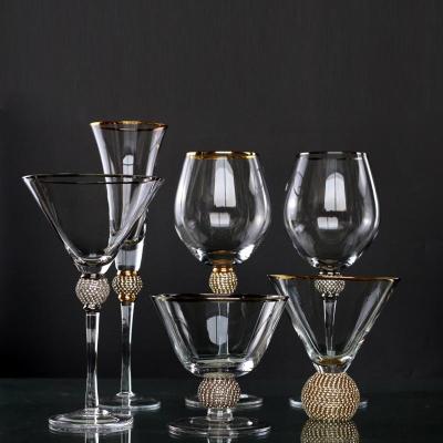 China Glass Factory Provided Diamond Ball Based Stemless Wine Good Quality Custom Champagne Glass Cocktail Glass for sale