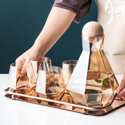 China Factory Wholesale Water Hexagon Shape Glass Stocked Special Jug Set Glass Pitcher And Glass Pitcher Set for sale