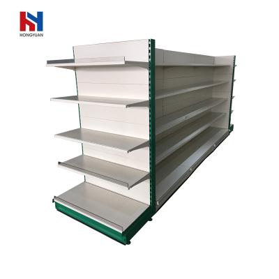 China Double Sided 50-150kg Layer Metal Display Gondola Supermarket Rack Shelf for sale