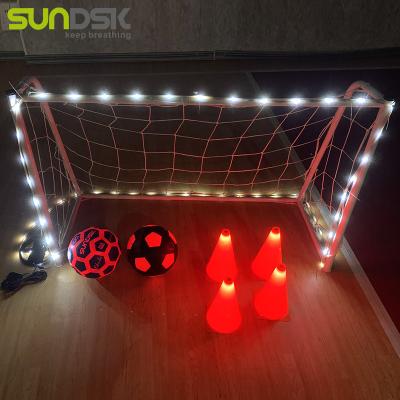 China Indoor& outdoor sports glow in the dark led light up football soccer ball net goal lights strip for sale