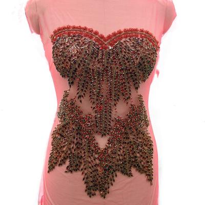 China Bling Dress Sparkly Rhinestone Bodice Dress Applique Patches For Wedding Bridal Party Dance Dress for sale