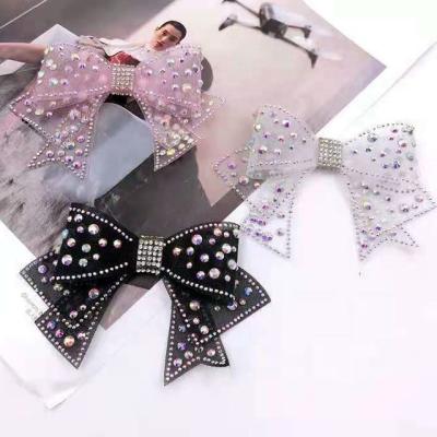 China Fashion sandal trent white pink patch beaded decoration hot fix rhinestone glue shoe accessories bow patch for sale