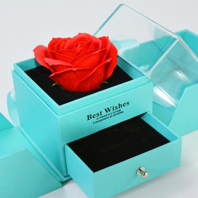 China Handmade Luxury Leather Velvet Ring Gift Cardboard Box Jewelry Packaging With Pink Earring Preserved Packing Box For Jewelry for sale