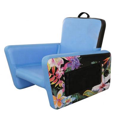 China 2022 New Men's Custom Design Hawaii Flowers Popular Outdoor Inflatable Drop Stitch Air Chair For Beach Dock Inflatable Float Deck for sale