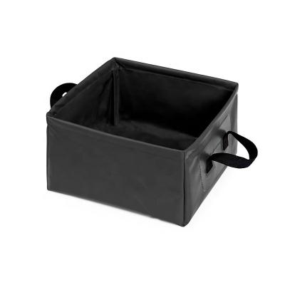 China Custom Brand Logo Classic Black Outdoor Travel Water Bucket PVC 13L Tarpaulin 500D Folding Travel Portable Bucket Camping Fishing for sale