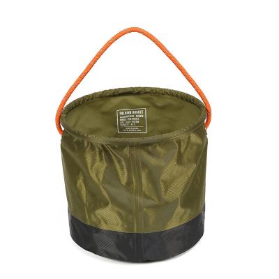 China Raising Fishing Camping Travel Sustainable Easy-Carry Round Shape Collapsible Flexible Outdoor Waterproof Folding Water Bucket With Side Handles For Camping for sale