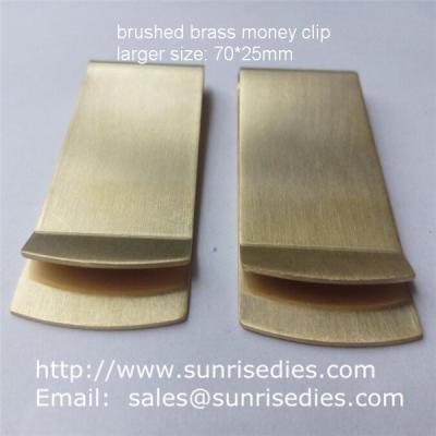 China Satin brushed brass Money Clip with good tension, large sized brass money clip wallets for sale