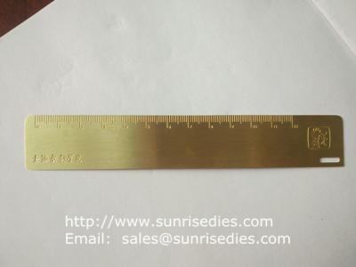 China Precise H65 brass flat straight ruler bookmark with scale graduation engraving for sale