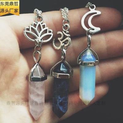 China Real CLASSIC Nature Stone Drop With Alloy Crystal Best Friends Pendant Sun And Moon Point Stretching Fashion Necklace for sale