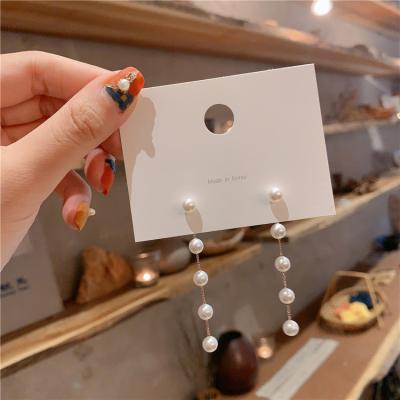 China Trendy soft simulation long earrings pearl gold circle earrings shape earrings for women and girl for sale