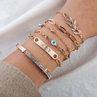 China 6pcs/set Women Eco-friendly Bracelet Sets Jewelry Evil Eye Bracelets & Bangles Accessories Bracelet Gold Plated for sale