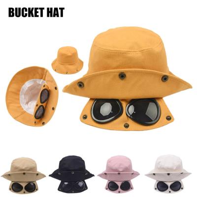 China Picture Fashion Hip Hop Glasses Aviator Glasses Fisherman Foldable Cotton Bucket Hat With Sunglasses for sale