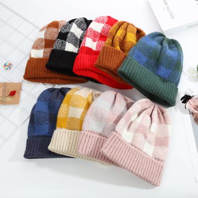 China 2021 Wholesale COMMON Beanies Snowboarding Warm Winter Ski Hat Colorful Grid Knitted Hat Knit Beanie Vendor for sale