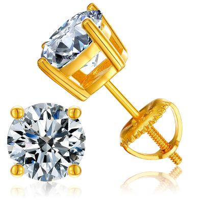 China High Quality/Hip Hop/Punk Drop Shipping Biggest Size Luxury Gold Plated 2ct 8mm Moissanite Sterling Silver Stud Earrings for sale