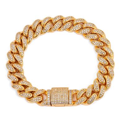 China High Quality/Hip Hop/Drop Shipping Punk Style 12mm 925 Silver VVS Moissanite Diamond Cuban Link Bracelet Luxury Gold Plated Jewelry For Women Men for sale