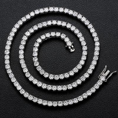 China Hip Hop Jewelry Iced Out Diamond Tennis Chain Fashion/High Quality/Drop Shipping 4mm 925 Sterling Silver VVS Moissanite Tennis Chain Necklace for sale