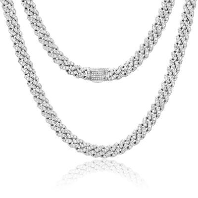 China Hip Ho/& High Quality Drop/Moissanite Shipping 8mm 925 Sterling Silver Moissanite Cuban Link Necklace Cadenas Cubanas Cuban Link Chain for sale