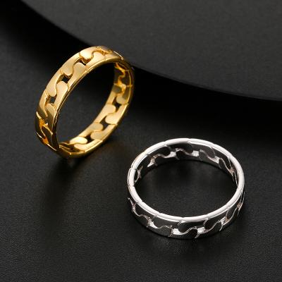 China Hiphop Drop Shipping 925 Sterling Silver Jewelry Minimalist Cuban Trendy Link Ring Hip Hop Statement Ring for sale