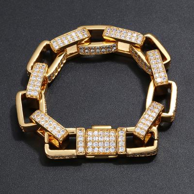 China High Quality Hip Hop / Drop Shipping Fancy Design Fashion Jewelry 11mm 18K Gold Plated Zircon Cuban Link Bracelet for sale