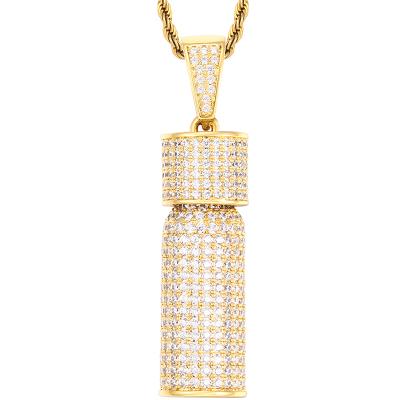 China High Quality Hiphop/Drop Shipping/Punk Shipping Hip Hop Pendants Charms Jewelry 18K CZ Gold Filled Diamond Thermos Pendant Necklace for sale