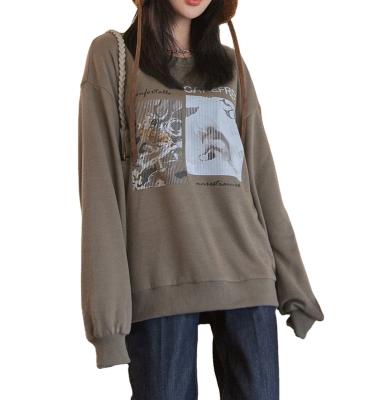 China 2022 Fashion Breathable Fuzzy Hoodies For Girls Vintage Printed Stretchy Loose Hoodie For Women Streetwear for sale