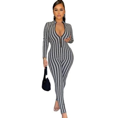 China Women Polyester Color One Piece Jumpsuit Breathable Stretchy Black Material Jumpsuit Long Sleeve for sale