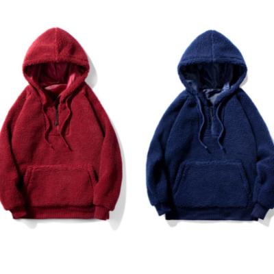 China Breathable Chinese Supply Trend And Comfort Winter Vintage Blue Red Fleece 100%Polyester Hoodie for sale