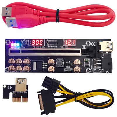 China V016 pro 1x Riser PCI-E Adapter PCI-e Card to Gold 16x 10 Capacitors with Flash Temperature LED Display Gpu Card Adapter for Video Card for sale