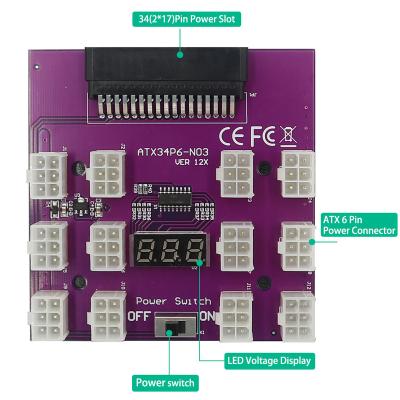 China New 12 PSU Server Plastic Breakout Board 12V Ports With 12 PCS ATX 6 Pin Power Connector For Power Supply for sale