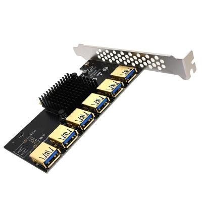 China Iron PCIE multiplier 1 to 6 pcie riser car usb x16 3.0 adapter supplement pci-e express riser card for sale