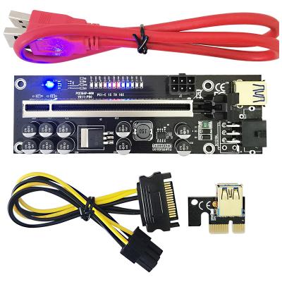 China From VER 011 Card PCI-e Pro Pro GPU Adapter v011 PCL-E 1X Riser Card Expansion Container PCL Adapter to 16X 12 LED Lights for sale