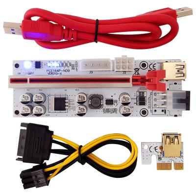 China With Horse Racing Lamp VER 010X PCI-E Riser 010 PLUS USB3.0 1X 4x8x 16x SATA 15pin To Power 6pin Extra Pcie Riser Adapter Card Express for sale