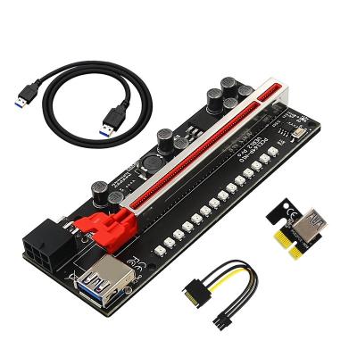 China PCI-e Adapter Card Ver 010s Riser Card Ver12 PCI e Riser 1x Pro At 16x Extra With LED Flash 009S 009s Plus Gpu Risers for sale