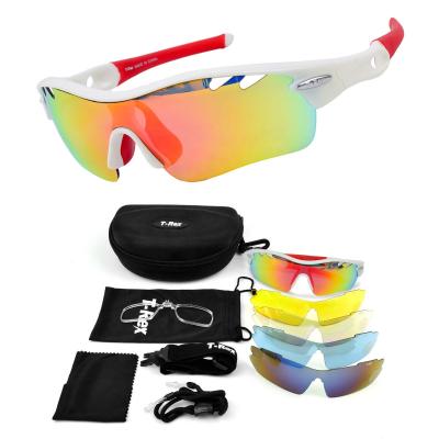 China Unisex Mountaineering UV400 Windproof Glass Outdoor Cycling Sunglasses Polarized Sports Sun Glasses With Interchangeable Lenses for sale