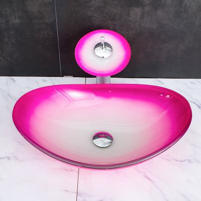 China Art Basin Lotus Design Round Diamond Crystal Vessel Sink Bathroom Vanity Tempered Glass Wash Hand Basin Face Basin Art Wash Vessel Sink for sale