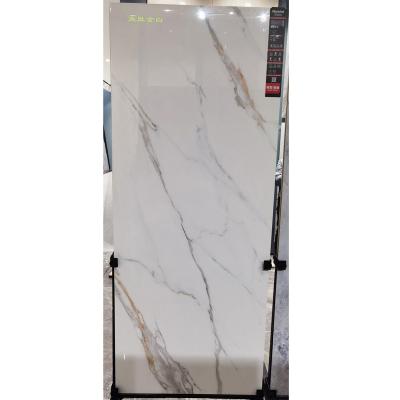 China Modern Gold Fishbelly Slab 6MM White Luxurious Shiny Sintered Rock Stone Size Format Slab 1200X2600mm Vanity Top Large Large for sale