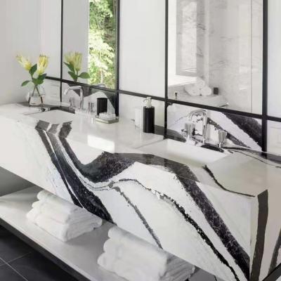 China Modern Floating Bathroom Vanity Countertop Natural Marble Sink Modern Bathroom Sink With Storage Shelf Luxury Design Vanity for sale