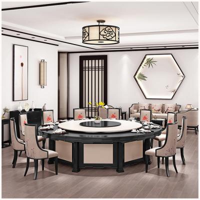 China Modern Commercial Furniture Wooden Large Space Automatic Rotating Dining Table 12 People Remote Control Turntable Dinner Table for sale