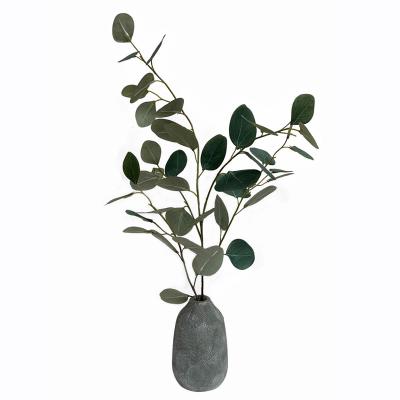 China Home Decoration Best Selling Different Green Plastic Natural Craft Decoration Potted Faux Leaves In Vase for sale