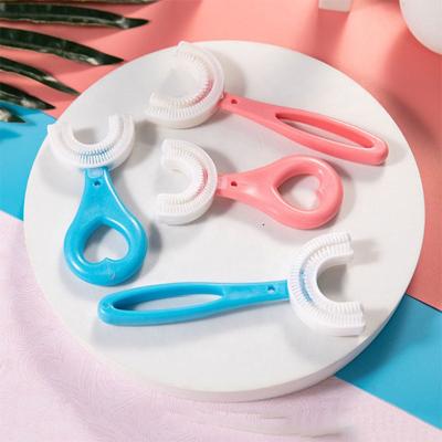 China Food Grade Silicone Toothbrush Factory Supply Child Toothbrush U-Shape Baby Toothbrush Kids Baby Silicone Training Toothbrush for sale