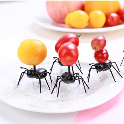 China Sustainable Creative Fruit Picking Tools 12 Pack Ant Food Fork For Picking Fruit Mini Plastic Cake Dessert Tableware for sale