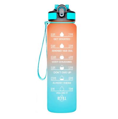 China Sustainable New GYM 2022 Sport Aesthetic Colorful Gallon Motivational Drinking Bottle With Strap for sale