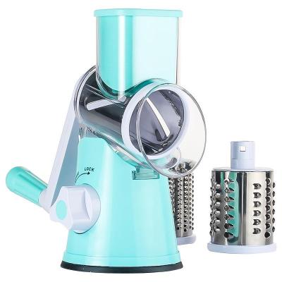 China Wholesale Viable Rotary Drum Blades Manual Vegetable Chopper Cheese Shredder Kitchen Vegetable Cheese Slicer Grater 3 Blades Vegetable Cheese Grater for sale