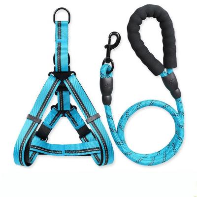 China 5 Colors Sustainable Wholesale Goods Adjustable Nylon Pet Leash And Harness Set With Collar For Dogs for sale