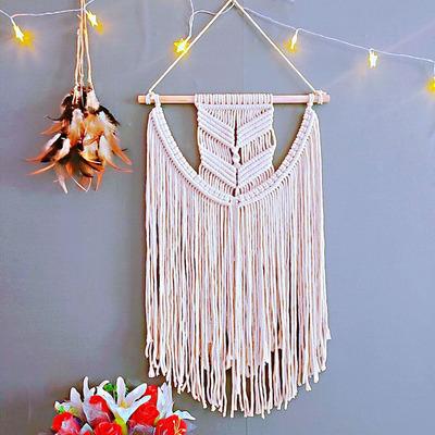 China Wholesale Home Wall Decor Bohemian Style Woven Natural Cotton Macrame Hangings For Home Decor for sale