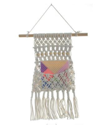 China Dream Catcher Handmade Cotton Woven Bohemian Home Living Room Storage Bag Net Macrame Wall Hanging Decoration for sale